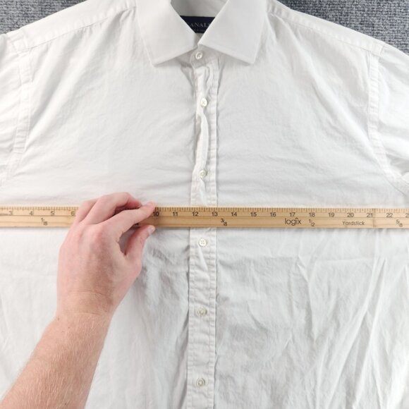Canali Cotton French Cuff Italy 16.5 White Solid Button Up Men Luxury Shirt - Picture 12 of 16